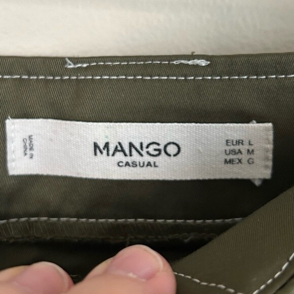 Mango Army Green Pocket Detail Belted Zipper Mini Skirt Size Medium - Picture 4 of 6